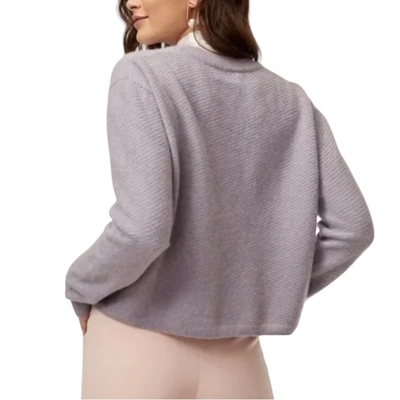 Aritzia Wilfred Aubri Alpaca Cropped Knit Sweater Lilac Fog Purple Size Large - Picture 5 of 9
